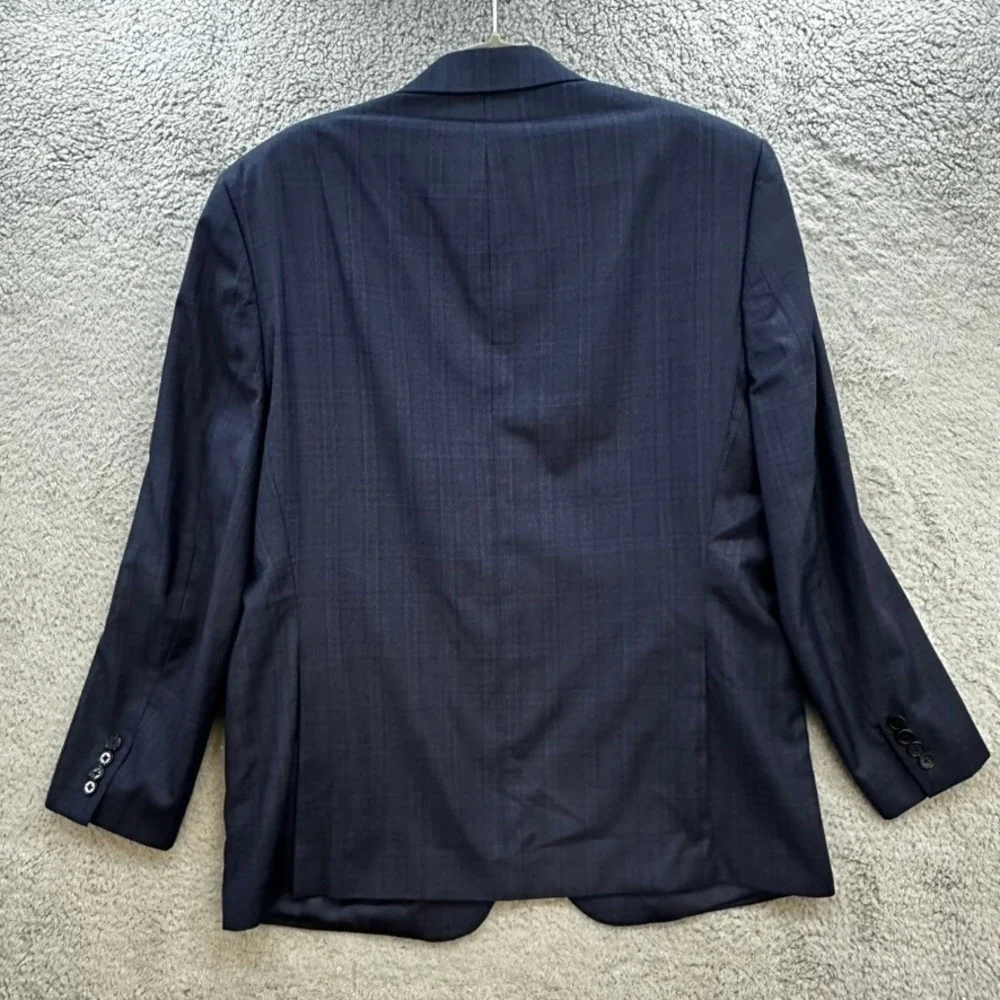 Lauren Ralph Lauren Mens 44R Navy Blue Glen Plaid Two Button Blazer Sport Coat